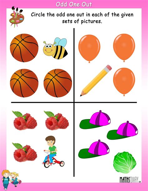 odd one out worksheet for nursery